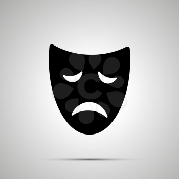 Sad drama mask silhouette, simple black icon