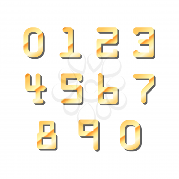 Set of credit card golden glossy numbers isolated on white