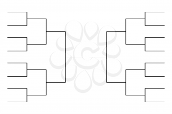 Simple black tournament bracket template for 16 teams isolated on white