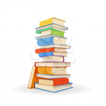 Stack of different colorful books isolated on white