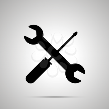 Work tools silhouette, simple black settings icon with shadow