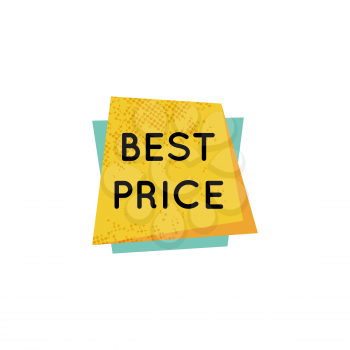 Yellow retro best price badge sign isolated on white