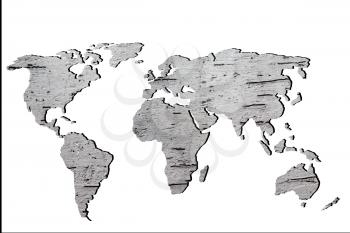 Roughly outlined world map with a gray background