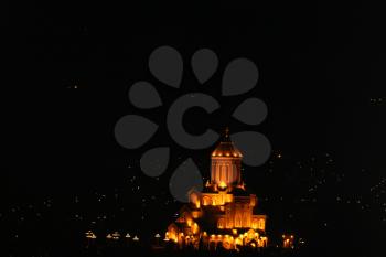Night panoramic view of Tbilisi in Georgia