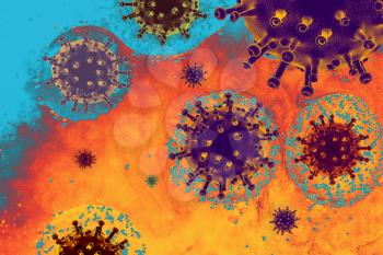 Virus pandemic cells or bacteria molecule concept. Germs, bacteria, cell infected organism.