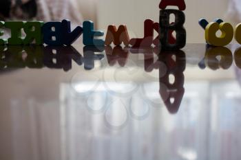 Colorful Letter cubes of Alphabet made of wood