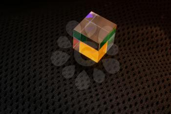 Optical glass cube Light dispersion,spectrum. Physics optics ray refractions