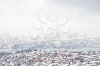 Winter views from Bosphorus Uskudar of istanbul in Turkey