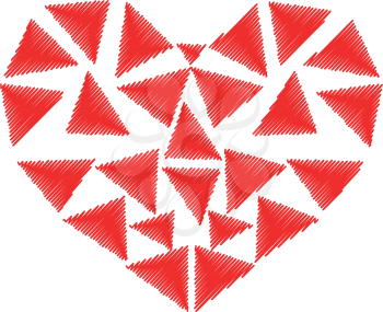Heart red color with parts triangles