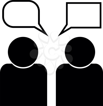 Human sociability two man avatar with comment  icon icon black color vector illustration isolated