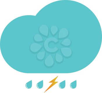 Clouds with the drops blue and thundershtorm icon black color vector illustration isolated