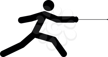 Fencer stick icon  icon black color vector illustration isolated