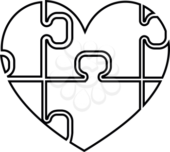 Heart with puzzle the black color icon vector illustration