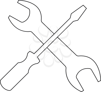 Screwdriver and wrench the black color icon vector illustration