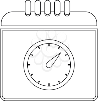Calendar with a clock the black color icon vector illustration