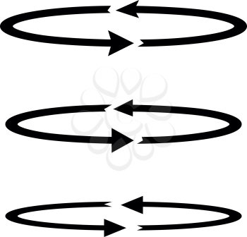 Circle arrows set .  Black color Three items