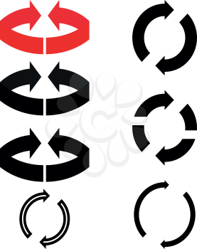 Circle arrows set .  Black and red color