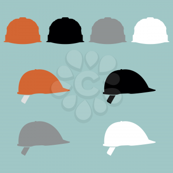 Construction helmet different colour icon set.