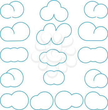 Clouds differeny shapes simple style Blue color