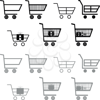 Cart for shopping black and grey color Flat style