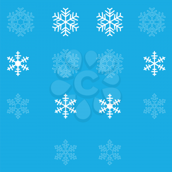 Snowflakes set white color Flat  style For winter holidays