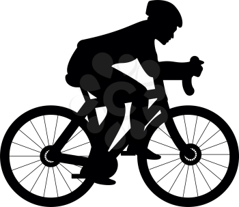 Cyclist on bike silhouette icon black color vector illustration flat style simple image