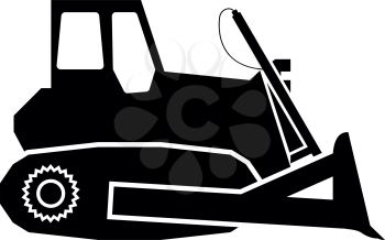 Bulldozer icon black color vector illustration flat style simple image
