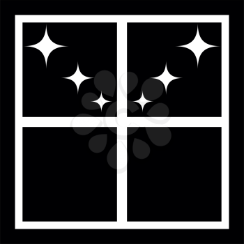 Window overlooking the night stars icon black color vector illustration flat style simple image
