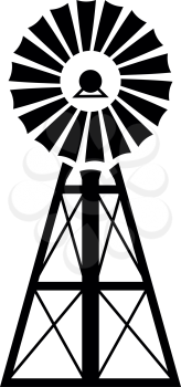 Wind turbine windmill classic american icon black color vector illustration flat style simple image