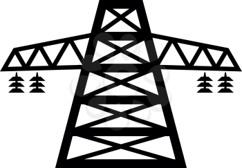 Electric pole post high voltage set line icon black color vector illustration flat style simple image
