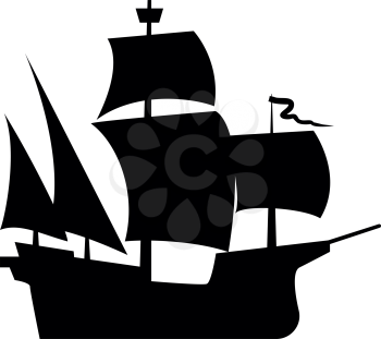 Medieval ship icon black color vector illustration flat style simple image