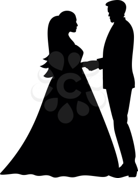 Bride and groom holding hands icon black color vector illustration flat style simple image