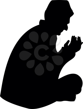 Praying Muslim icon black color vector illustration flat style simple image