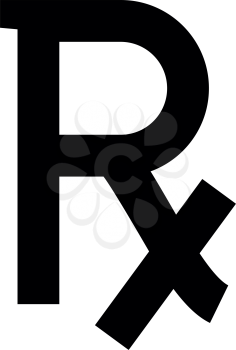 Rx symbol prescription icon black color vector illustration flat style simple image