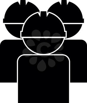 Labors group workers in helmet icon black color vector illustration flat style simple image