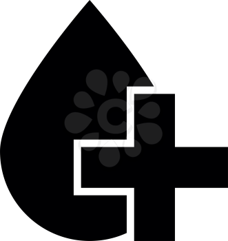 Drop and cross icon black color vector illustration flat style simple image