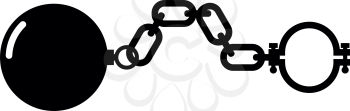 Shackles with ball icon black color vector illustration flat style simple image