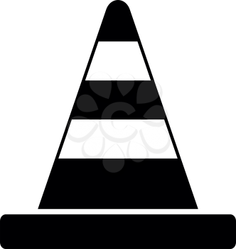 Road cone it is black color icon .