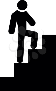 A man climbing stairs it is black color icon .
