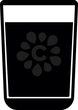 Glass with fluid the black color it is black icon .