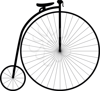 Retro bicycle it is black icon . Flat style