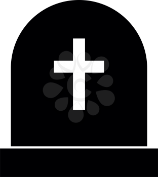 Tomb stone it is black icon . Flat style