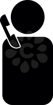Man with telephone it is black icon . Flat style