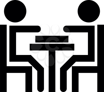 Men playing at the table it is black icon . Flat style