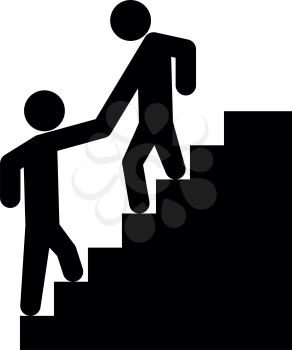 Man helping climb other man it is black icon . Flat style