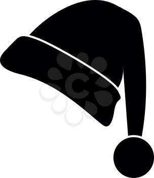 Santa Claus Christmas hat it is black icon . Flat style