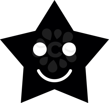 Smiling star black it is black color icon .