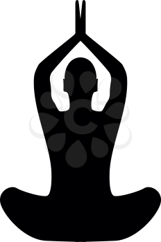 Yoga pose of woman black it is black color icon .