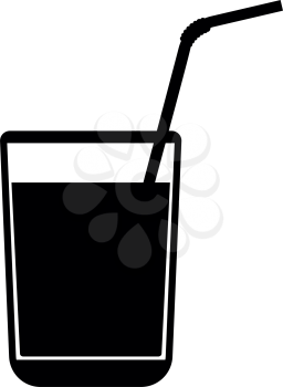 Juice glass with drinking straw black it is black color icon .