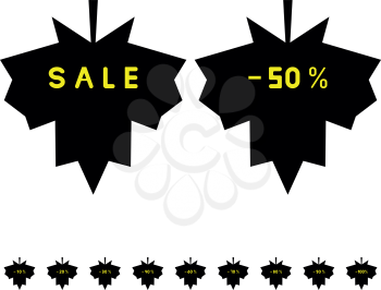 Leaf for sale and discount icon set.
